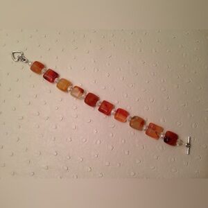 NEW Carnelian tile crystals beads bracelet